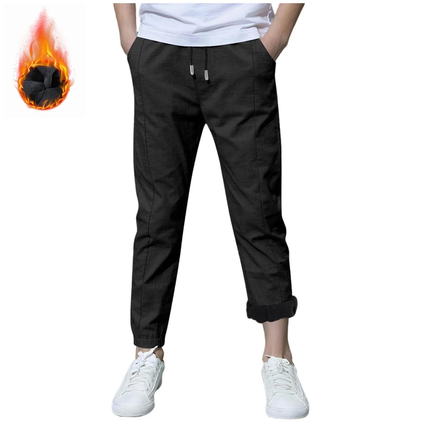 Zyekqe Boys Joggers Winter Warm Fleece Casual Elastic Waist Drawstring Outwear Athletic Sweatpants with Pockets