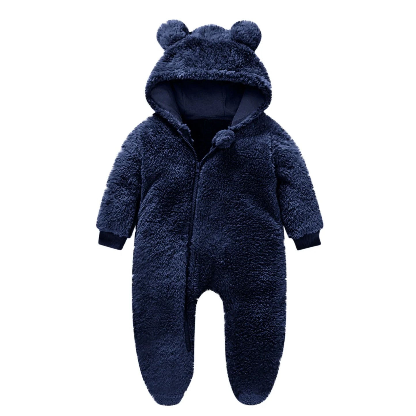 Zyekqe Winter Baby Clothes Keep Warm Fleece Thick Onesie Cute Ear Hooded Jumpsuits Newborn Boys Girls Romper Kids Coats Jackets