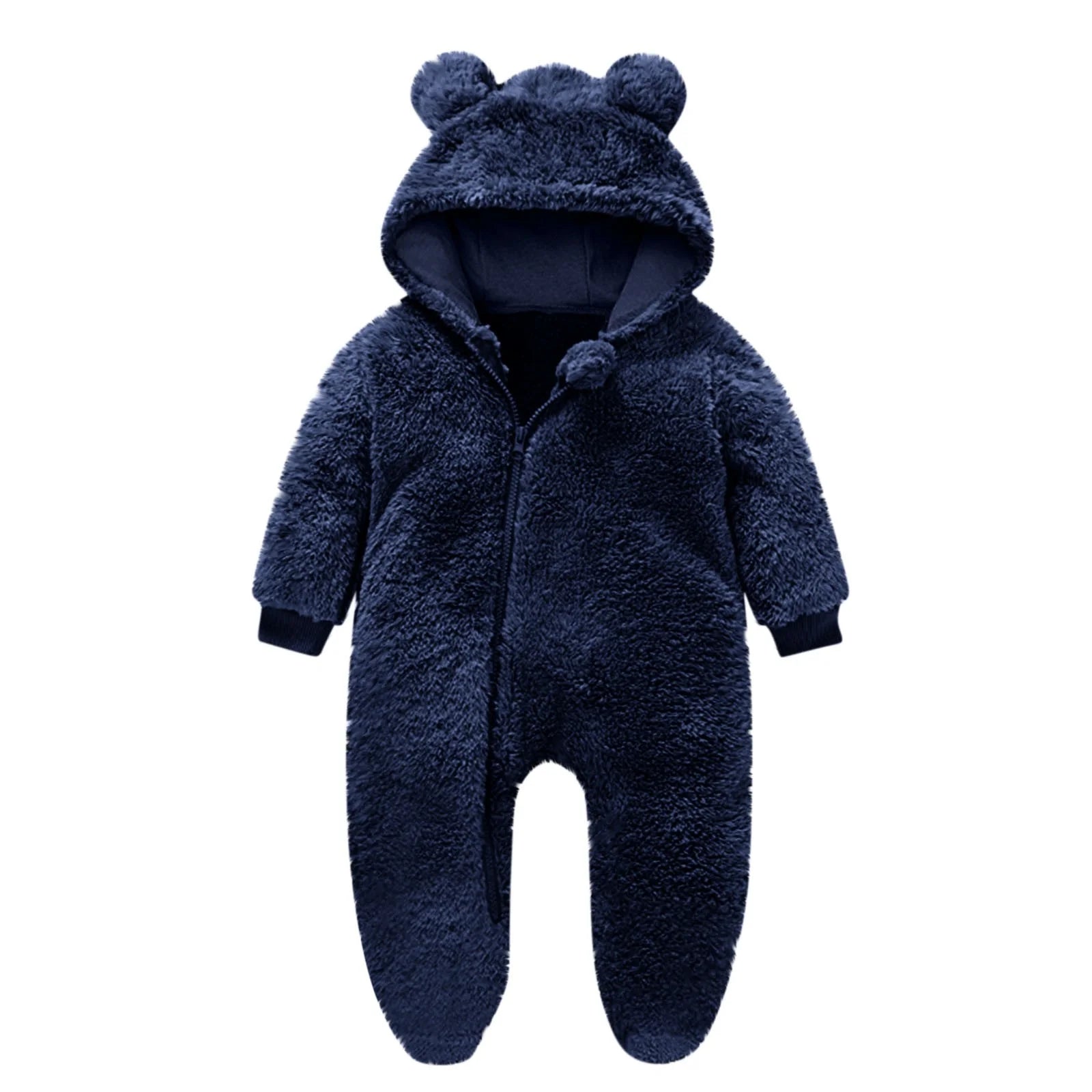 Zyekqe Winter Baby Clothes Keep Warm Fleece Thick Onesie Cute Ear Hooded Jumpsuits Newborn Boys Girls Romper Kids Coats Jackets