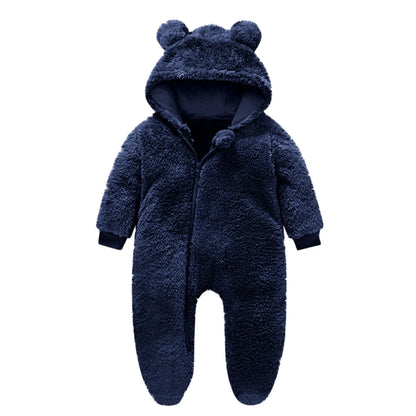 Zyekqe Winter Baby Clothes Keep Warm Fleece Thick Onesie Cute Ear Hooded Jumpsuits Newborn Boys Girls Romper Kids Coats Jackets