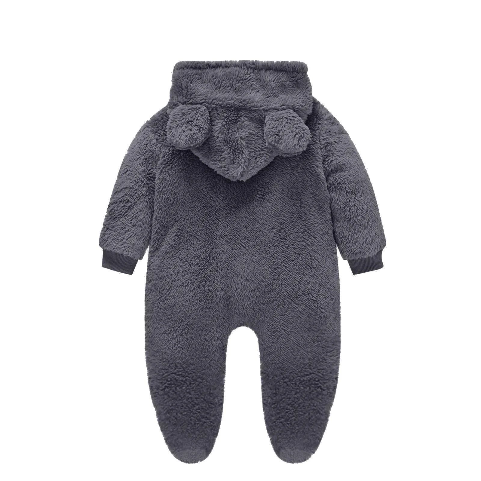Zyekqe Winter Baby Clothes Keep Warm Fleece Thick Onesie Cute Ear Hooded Jumpsuits Newborn Boys Girls Romper Kids Coats Jackets