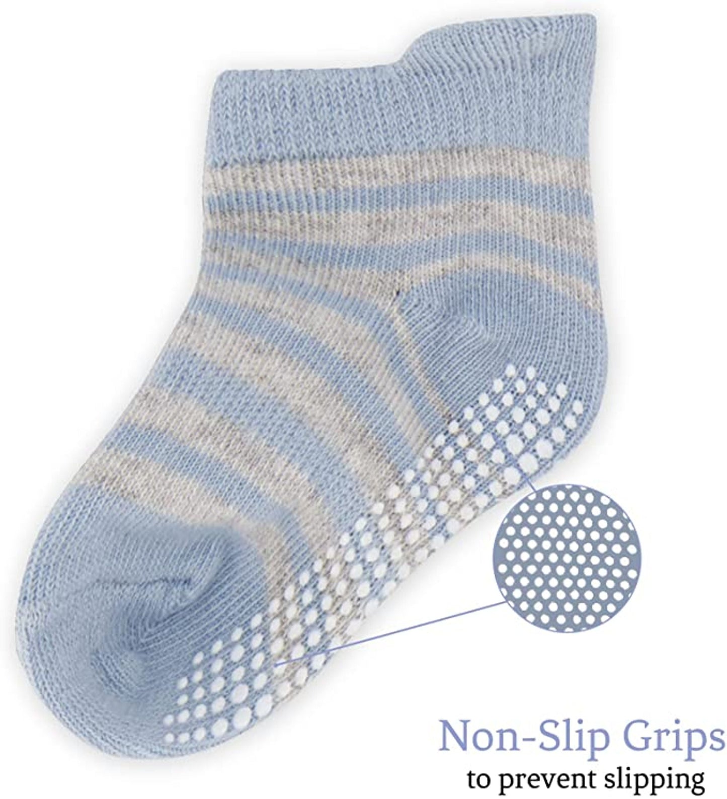 Unisex Non Slip Low-Cut Grip Socks for Infants and Toddlers (9 Pack)