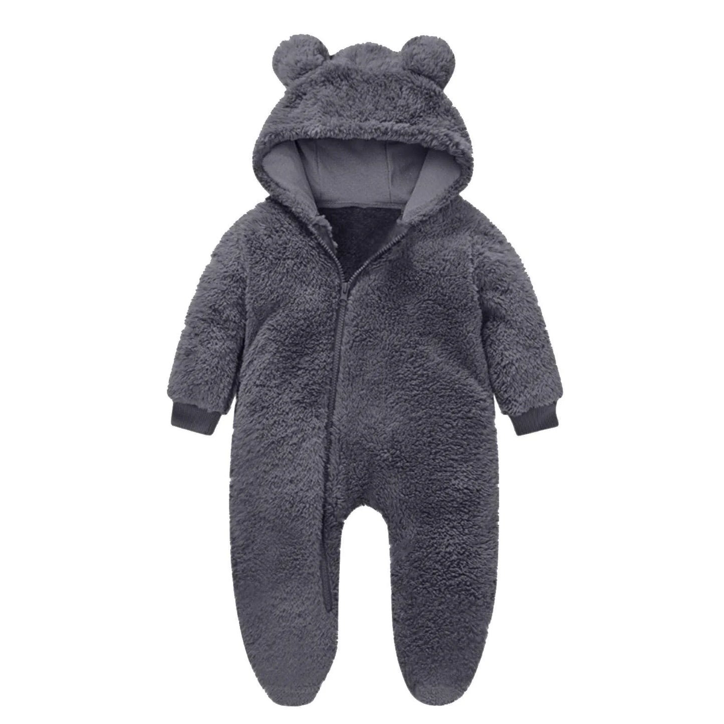 Zyekqe Winter Baby Clothes Keep Warm Fleece Thick Onesie Cute Ear Hooded Jumpsuits Newborn Boys Girls Romper Kids Coats Jackets