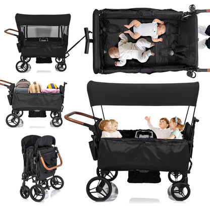Wagon Stroller for 4 Kids Lightweight Folding Baby Stroller